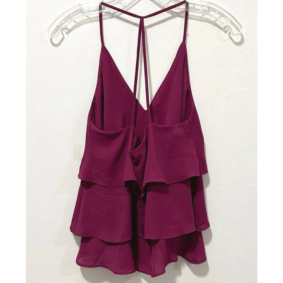 NWT: Express - Women's Ruffled, V-Neck, Racerback,  Plum Camisole (size S) - Picture 2 of 4